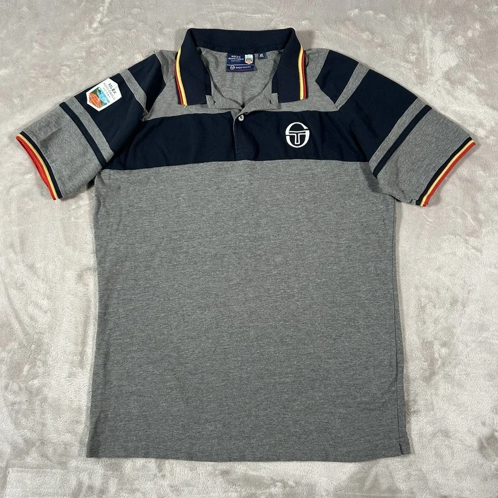 Sergio Tacchini Rolex Monte-Carlo Masters Tennis Court Polo Shirt Men's XL RARE
